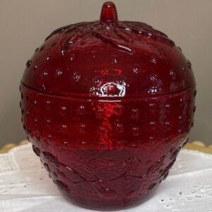 Longaberger Strawberry Glass Canister with Lid
